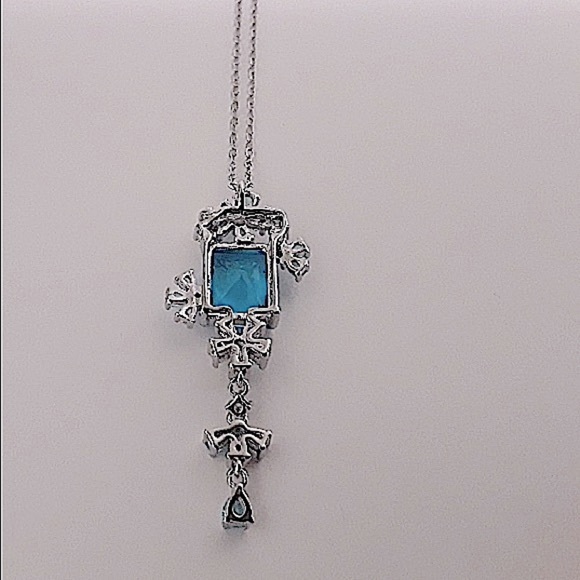 Silver Blue Morganite Pendant Charm Necklace - Picture 6 of 8